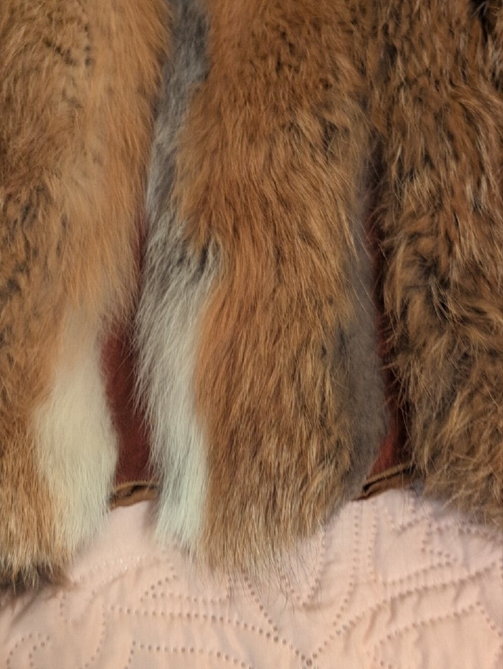 Vintage Red Fox Real Fur Jacket in Warm Brown Tones With Suede Insets - Picture 9 of 12